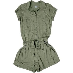 Aerie Olive Green Short Sleeve Utility Romper Small